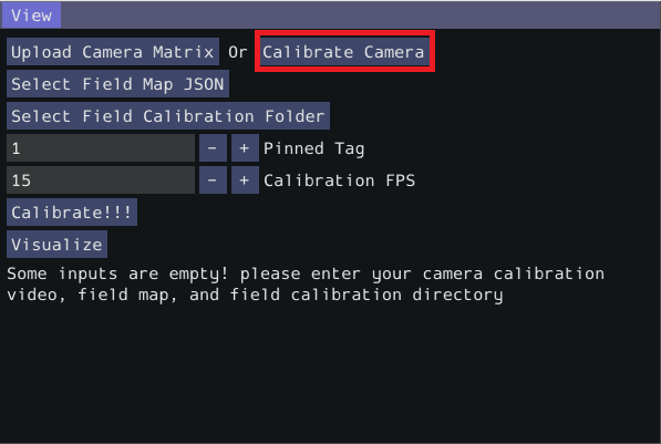 WPIcal image with the camera calibration button highlighted.