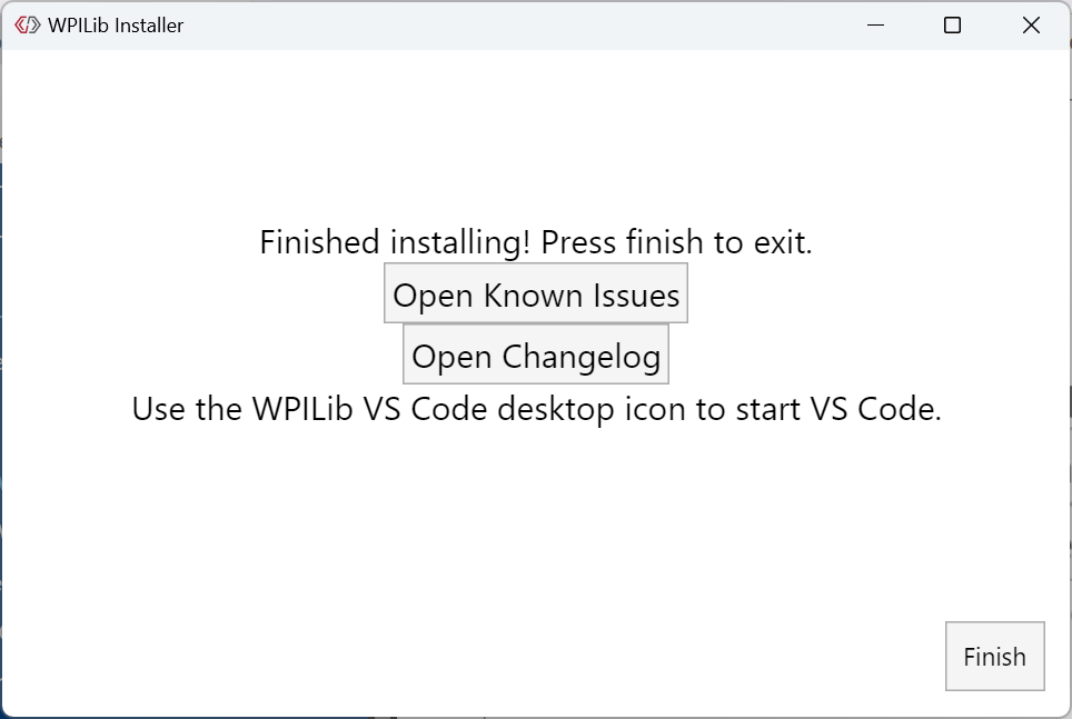 Installer finished screen.