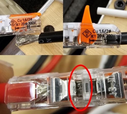 Connecting power from the motor to the motor controller.