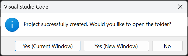 Open Project Dialog in VS Code