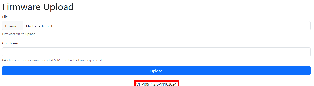 The Firmware Upload section of the radio configuration page
